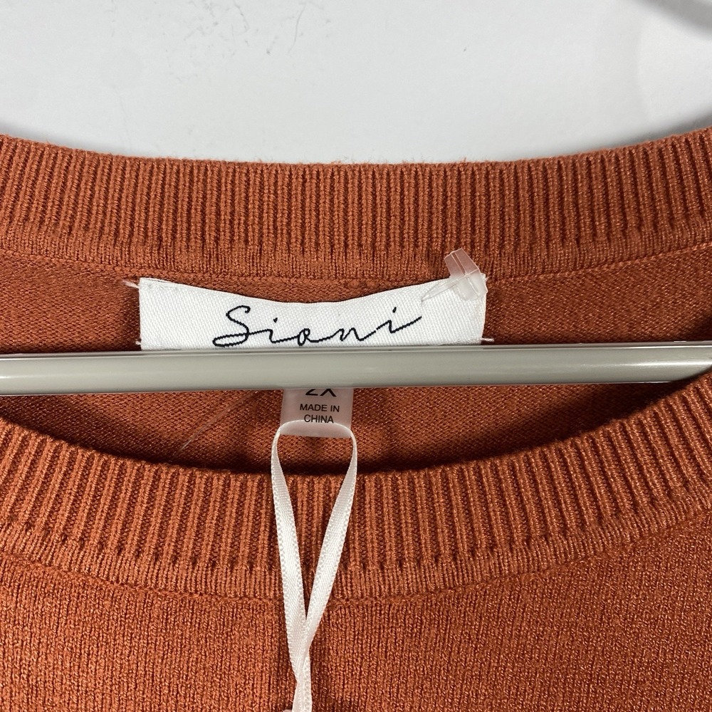 NWT Sioni Milano Women's 2xl Russet Orange Crew Neck Long Sleeve Sweater Top‎ - Picture 3 of 6